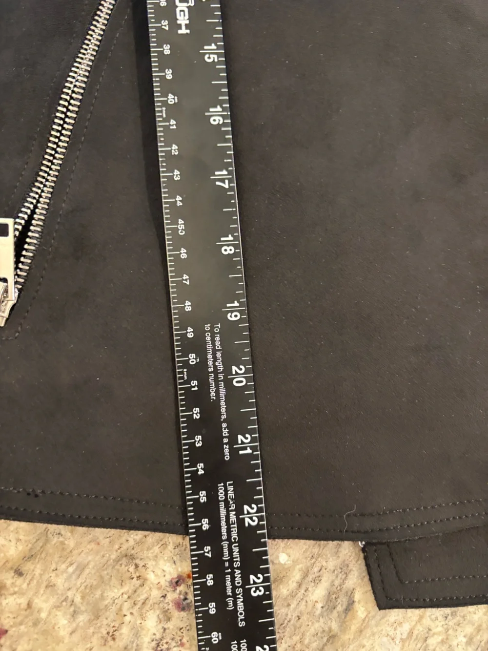 Tahari Black Suede-Look Faux Leather Moto Jacket with Zip Pockets - Picture 8 of 8